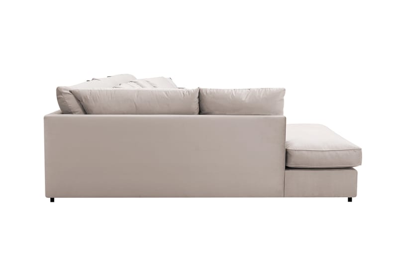 Rossita Lyx 6-seters høyrevendt U-formet ekstra dyp sofa med divan og sjeselong i fløyel - Beige - Møbler - Sofaer - U-sofa
