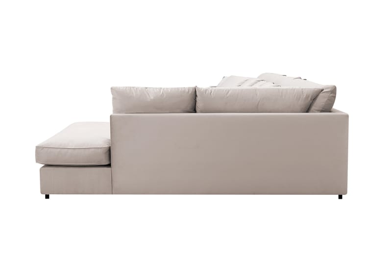 Rossita Lyx 6-seters høyrevendt U-formet ekstra dyp sofa med divan og sjeselong i fløyel - Beige - Møbler - Sofaer - U-sofa