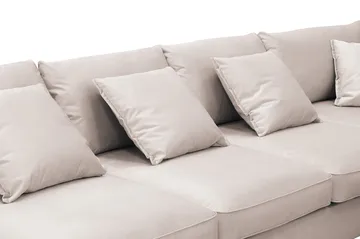 Rossita Lyx 6-seters høyrevendt U-formet ekstra dyp sofa med divan og sjeselong i fløyel - Beige - Møbler - Sofaer - U-sofa