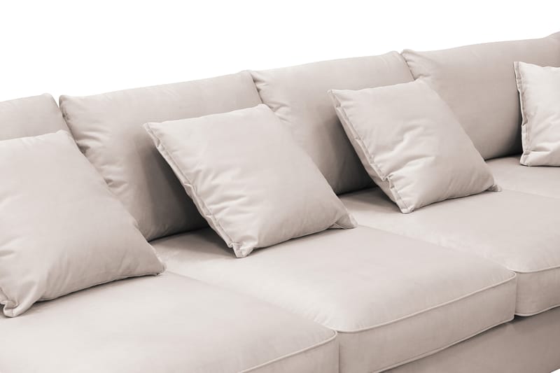 Rossita Lyx 6-seters høyrevendt U-formet ekstra dyp sofa med divan og sjeselong i fløyel - Beige - Møbler - Sofaer - U-sofa