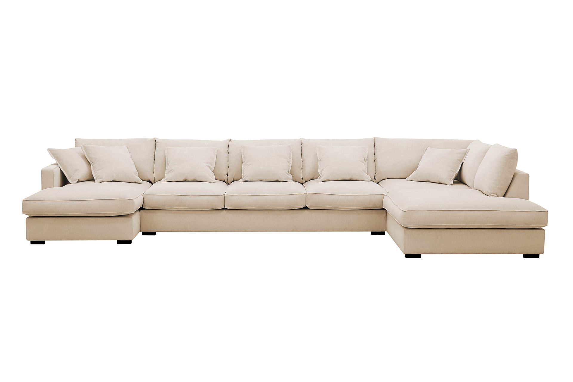 Rossita Lyx 6-seters høyrevendt U-formet ekstra dyp sofa med divan og sjeselong i manchester - Beige