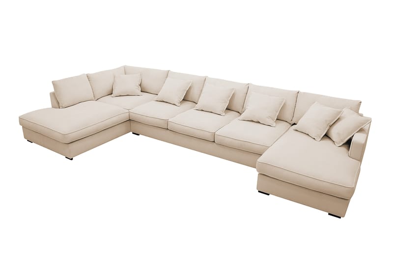Rossita Lyx 6-seters høyrevendt U-formet ekstra dyp sofa med divan og sjeselong i manchester - Beige - Møbler - Sofaer - U-sofa