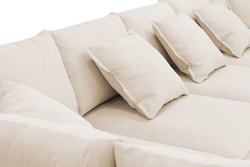 Rossita Lyx 6-seters høyrevendt U-formet ekstra dyp sofa med divan og sjeselong i manchester - Beige - Møbler - Sofaer - U-sofa