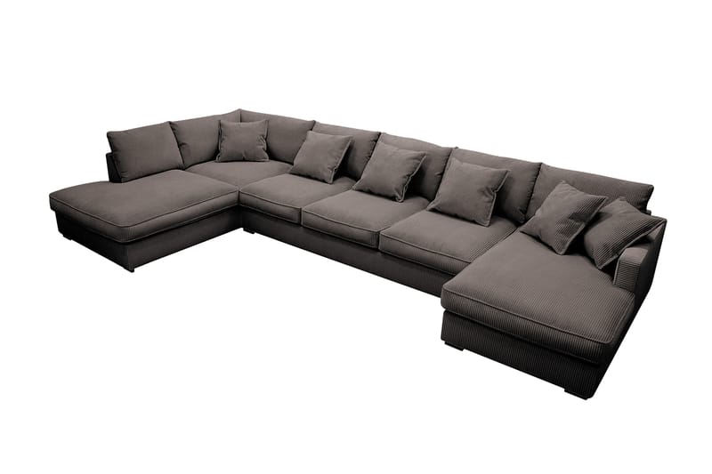 Rossita Lyx 6-seters høyrevendt U-formet ekstra dyp sofa med divan og sjeselong i manchester - Brun - Møbler - Sofaer - U-sofa