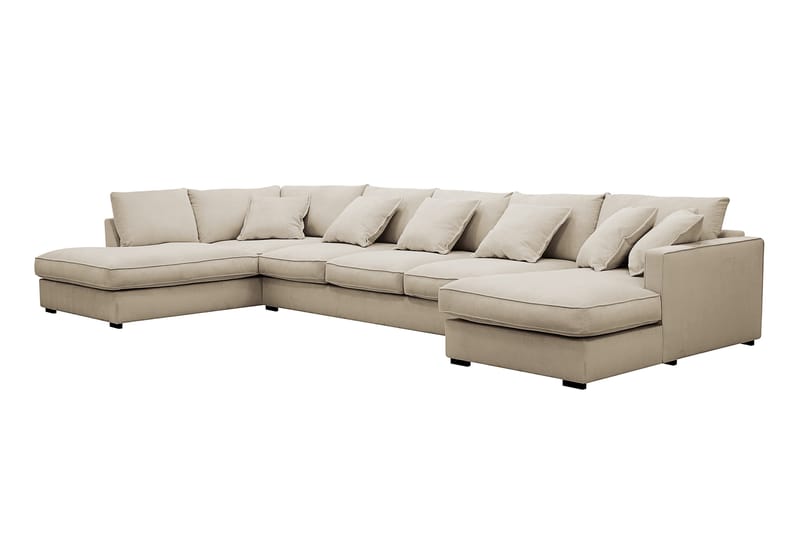 Rossita Lyx 6-seters høyrevendt U-formet ekstra dyp sofa med divan og sjeselong i manchester - Krem - Møbler - Sofaer - U-sofa