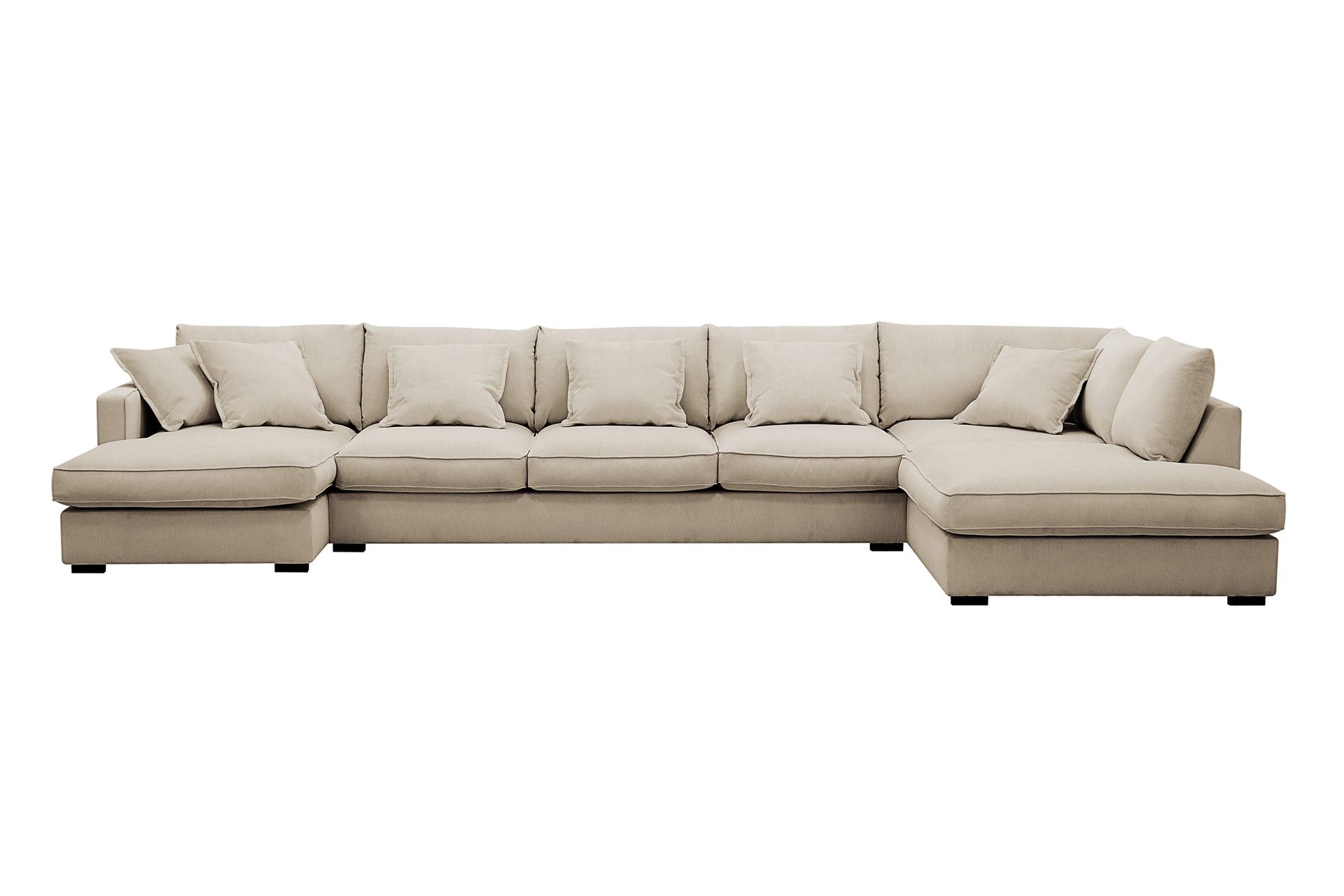 Rossita Lyx 6-seters høyrevendt U-formet ekstra dyp sofa med divan og sjeselong i manchester - Krem