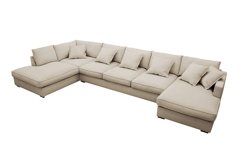 Rossita Lyx 6-seters høyrevendt U-formet ekstra dyp sofa med divan og sjeselong i manchester - Krem - Møbler - Sofaer - U-sofa