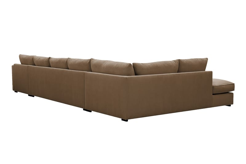 Rossita Lyx 6-seters høyrevendt U-formet ekstra dyp sofa med divan og sjeselong i manchester - Lysebrun - Møbler - Sofaer - U-sofa