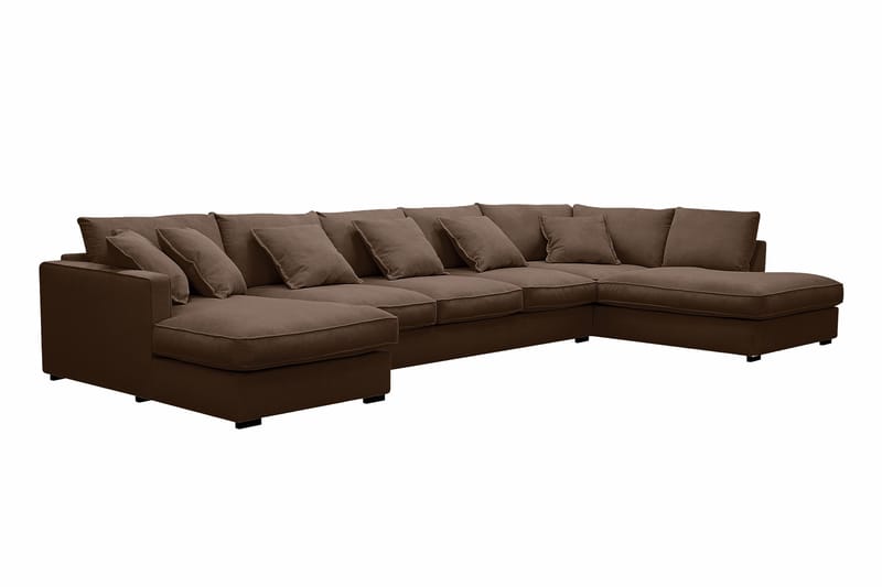 Rossita Lyx 6-seters høyrevendt U-formet ekstra dyp sofa med divan og sjeselong i manchester - Mørkebrun - Møbler - Sofaer - U-sofa