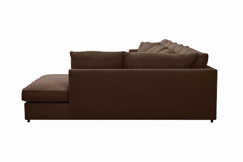 Rossita Lyx 6-seters høyrevendt U-formet ekstra dyp sofa med divan og sjeselong i manchester - Mørkebrun - Møbler - Sofaer - U-sofa