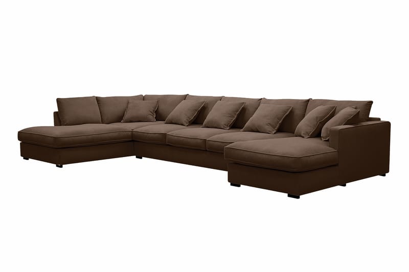 Rossita Lyx 6-seters høyrevendt U-formet ekstra dyp sofa med divan og sjeselong i manchester - Mørkebrun - Møbler - Sofaer - U-sofa