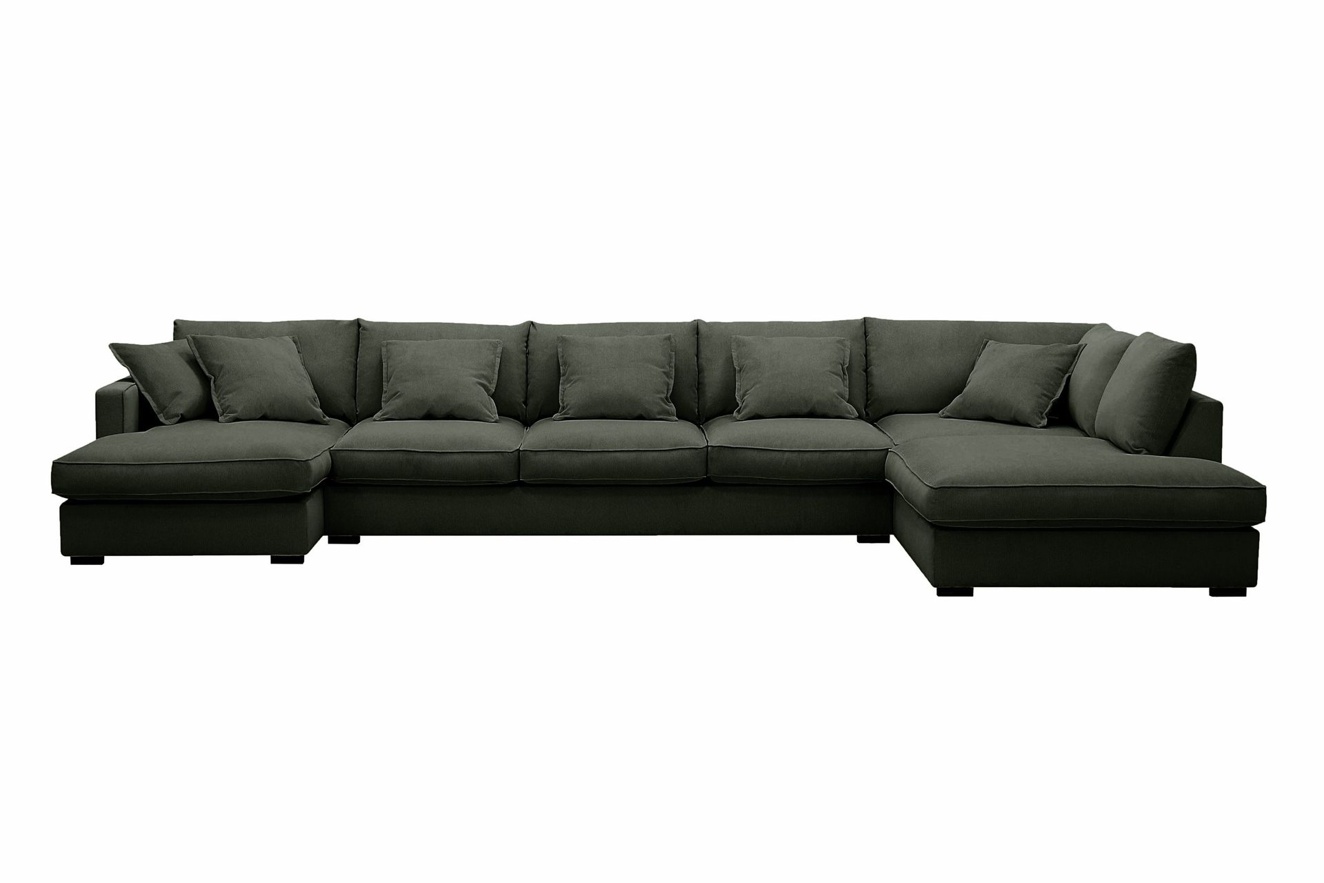 Rossita Lyx 6-seters høyrevendt U-formet ekstra dyp sofa med divan og sjeselong i manchester - Mørkegrønn