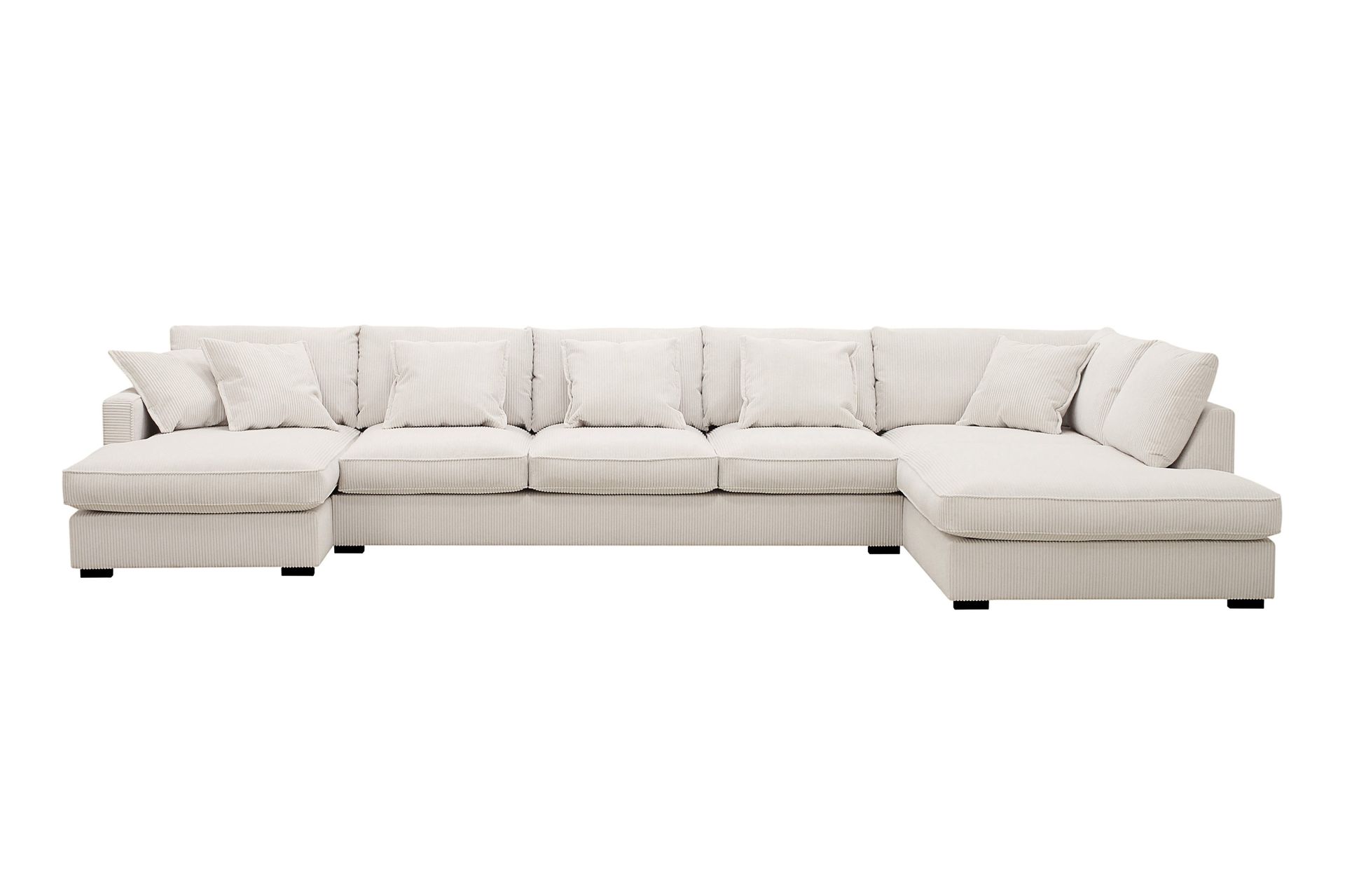 Rossita Lyx 6-seters høyrevendt U-formet ekstra dyp sofa med divan og sjeselong i manchester - Offwhite