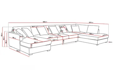 Rossita Lyx 6-seters høyrevendt U-formet ekstra dyp sofa med divan og sjeselong i manchester - Offwhite - Møbler - Sofaer - U-sofa