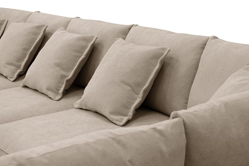Rossita Lyx 6-seters høyrevendt U-formet ekstra dyp sofa med divan og sjeselong i stoff - Brun - Møbler - Sofaer - U-sofa