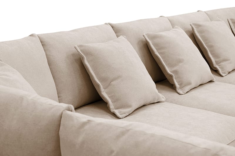 Rossita Lyx 6-seters høyrevendt U-formet ekstra dyp sofa med divan og sjeselong i stoff - Lysebrun - Møbler - Sofaer - U-sofa