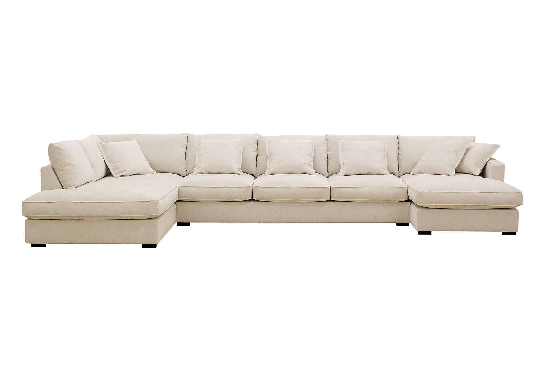 Rossita Lyx 6-seters venstrevendt U-formet ekstra dyp sofa med divan og sjeselong i chenille - Beige