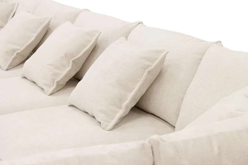 Rossita Lyx 6-seters venstrevendt U-formet ekstra dyp sofa med divan og sjeselong i chenille - Beige - Møbler - Sofaer - U-sofa