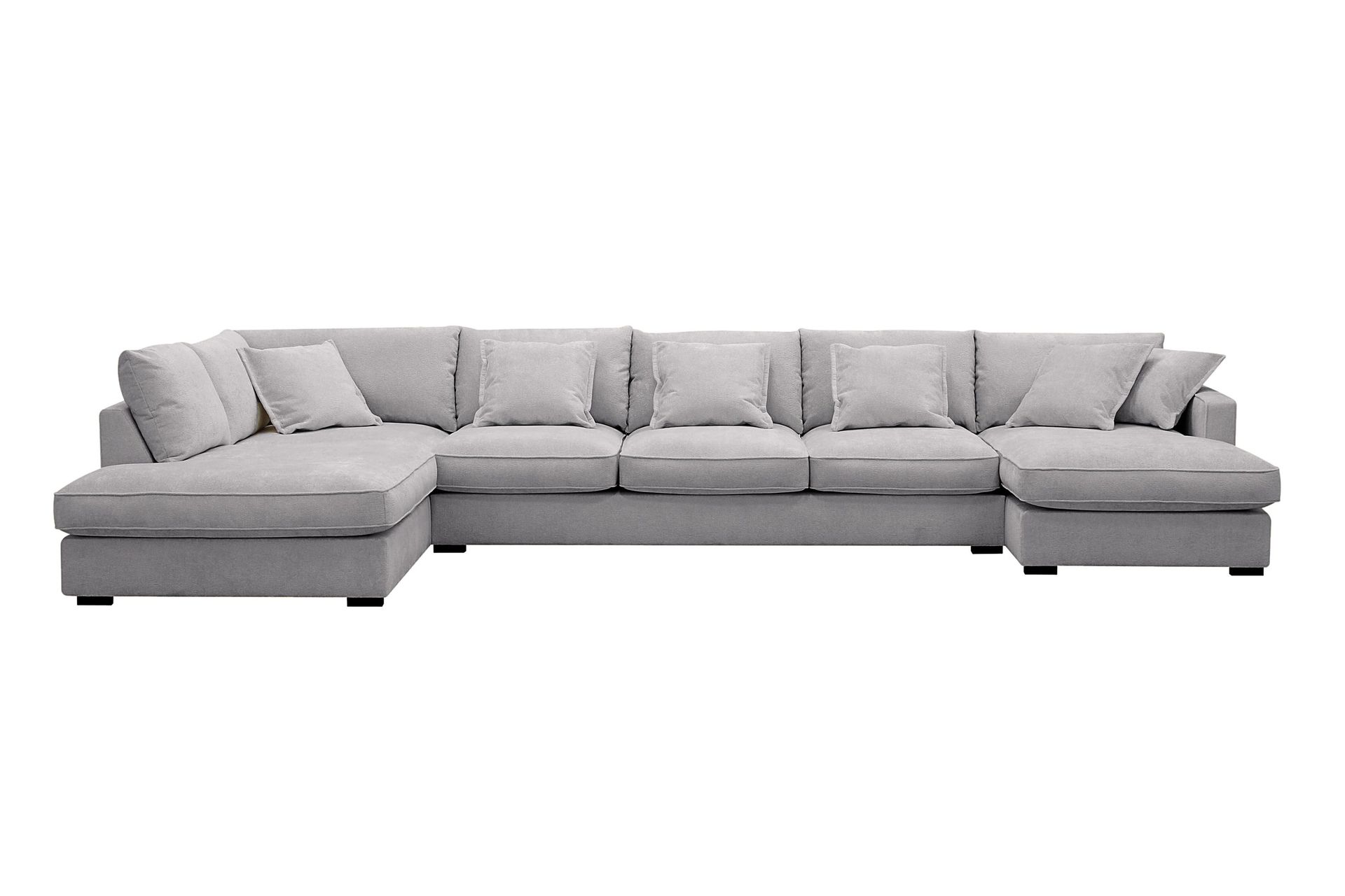 Rossita Lyx 6-seters venstrevendt U-formet ekstra dyp sofa med divan og sjeselong i chenille - Grå