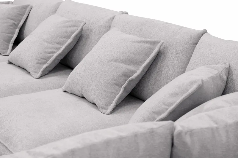 Rossita Lyx 6-seters venstrevendt U-formet ekstra dyp sofa med divan og sjeselong i chenille - Grå - Møbler - Sofaer - U-sofa