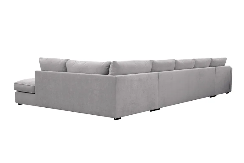 Rossita Lyx 6-seters venstrevendt U-formet ekstra dyp sofa med divan og sjeselong i chenille - Grå - Møbler - Sofaer - U-sofa
