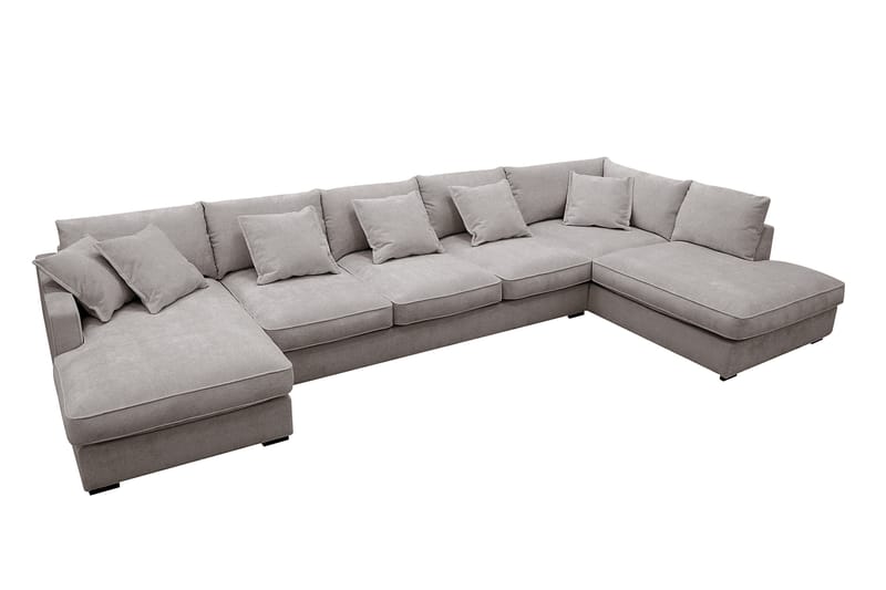 Rossita Lyx 6-seters venstrevendt U-formet ekstra dyp sofa med divan og sjeselong i chenille - Grå/Brun - Møbler - Sofaer - U-sofa