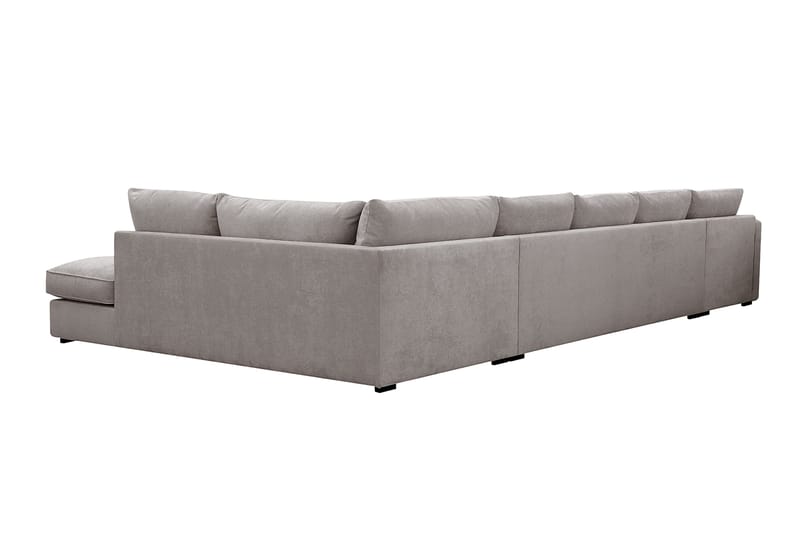 Rossita Lyx 6-seters venstrevendt U-formet ekstra dyp sofa med divan og sjeselong i chenille - Grå/Brun - Møbler - Sofaer - U-sofa
