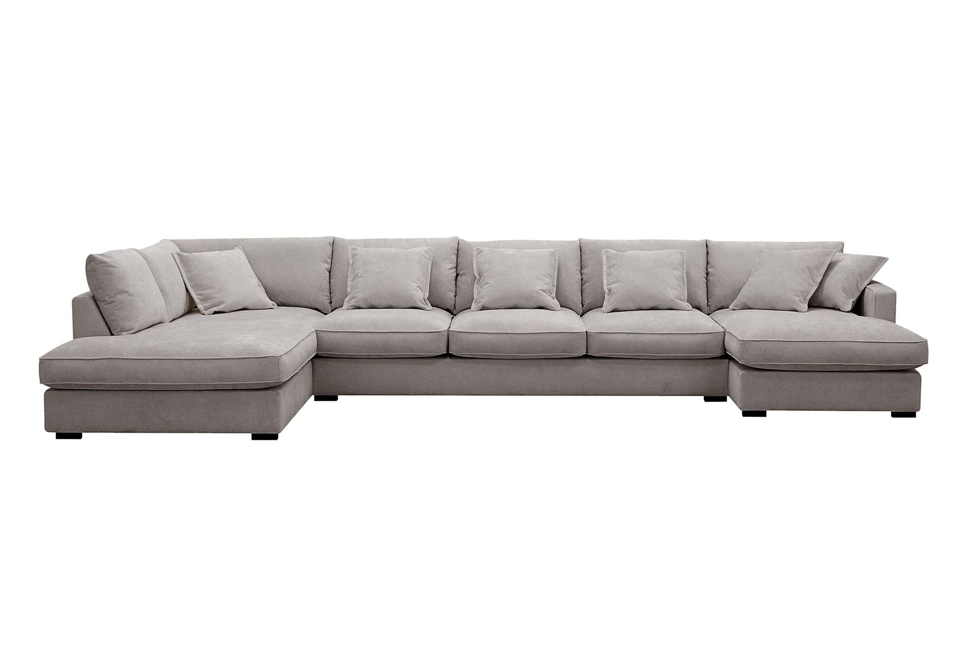 Rossita Lyx 6-seters venstrevendt U-formet ekstra dyp sofa med divan og sjeselong i chenille - Grå/Brun