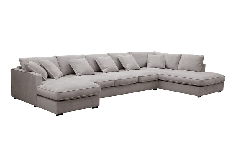 Rossita Lyx 6-seters venstrevendt U-formet ekstra dyp sofa med divan og sjeselong i chenille - Grå/Brun - Møbler - Sofaer - U-sofa