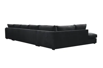 Rossita Lyx 6-seters venstrevendt U-formet ekstra dyp sofa med divan og sjeselong i chenille - Svart - Møbler - Sofaer - U-sofa