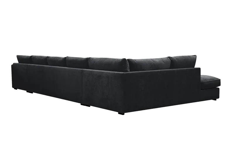 Rossita Lyx 6-seters venstrevendt U-formet ekstra dyp sofa med divan og sjeselong i chenille - Svart - Møbler - Sofaer - U-sofa