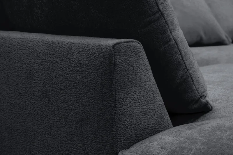 Rossita Lyx 6-seters venstrevendt U-formet ekstra dyp sofa med divan og sjeselong i chenille - Svart - Møbler - Sofaer - U-sofa