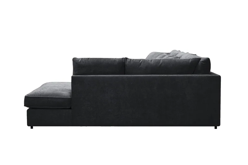 Rossita Lyx 6-seters venstrevendt U-formet ekstra dyp sofa med divan og sjeselong i chenille - Svart - Møbler - Sofaer - U-sofa