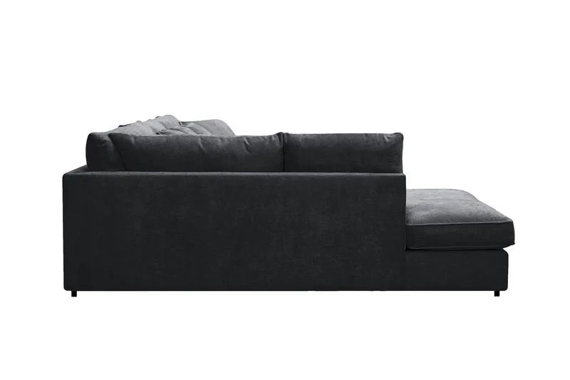 Rossita Lyx 6-seters venstrevendt U-formet ekstra dyp sofa med divan og sjeselong i chenille - Svart - Møbler - Sofaer - U-sofa