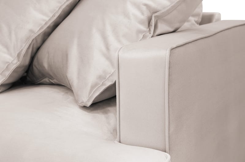 Rossita Lyx 6-seters venstrevendt U-formet ekstra dyp sofa med divan og sjeselong i fløyel - Beige - Møbler - Sofaer - U-sofa