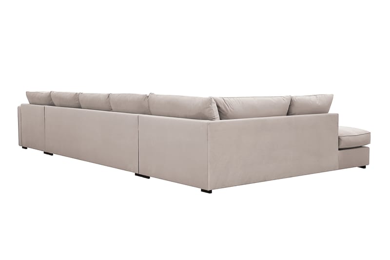 Rossita Lyx 6-seters venstrevendt U-formet ekstra dyp sofa med divan og sjeselong i fløyel - Beige - Møbler - Sofaer - U-sofa