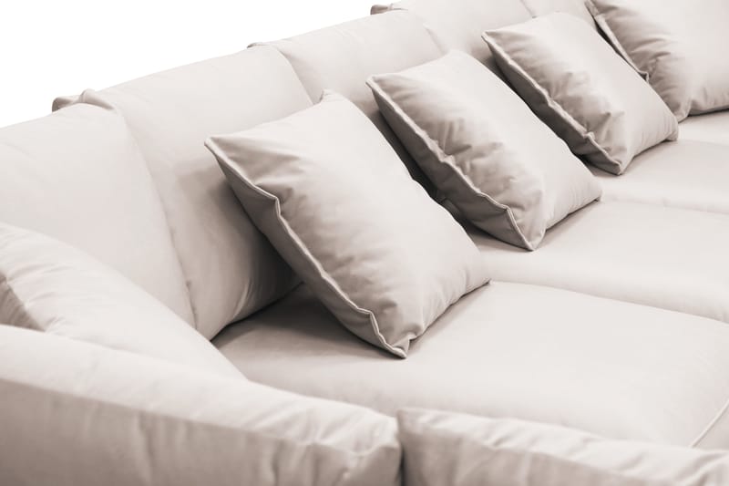 Rossita Lyx 6-seters venstrevendt U-formet ekstra dyp sofa med divan og sjeselong i fløyel - Beige - Møbler - Sofaer - U-sofa