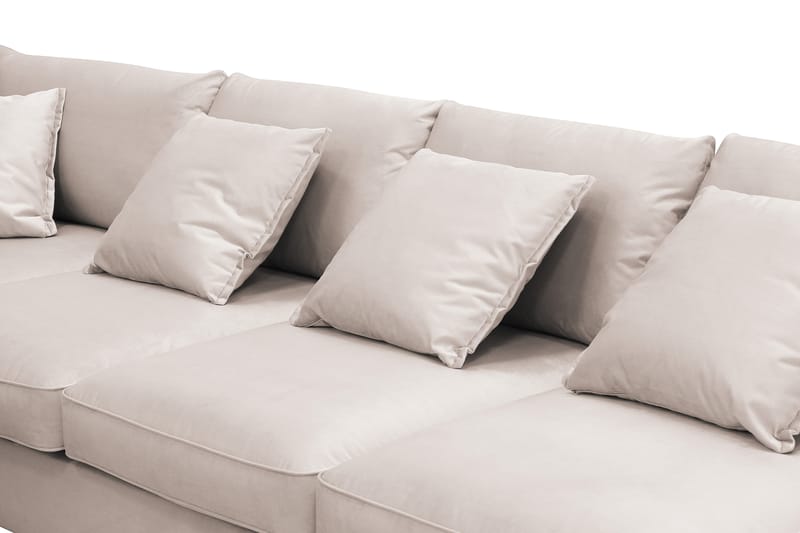 Rossita Lyx 6-seters venstrevendt U-formet ekstra dyp sofa med divan og sjeselong i fløyel - Beige - Møbler - Sofaer - U-sofa