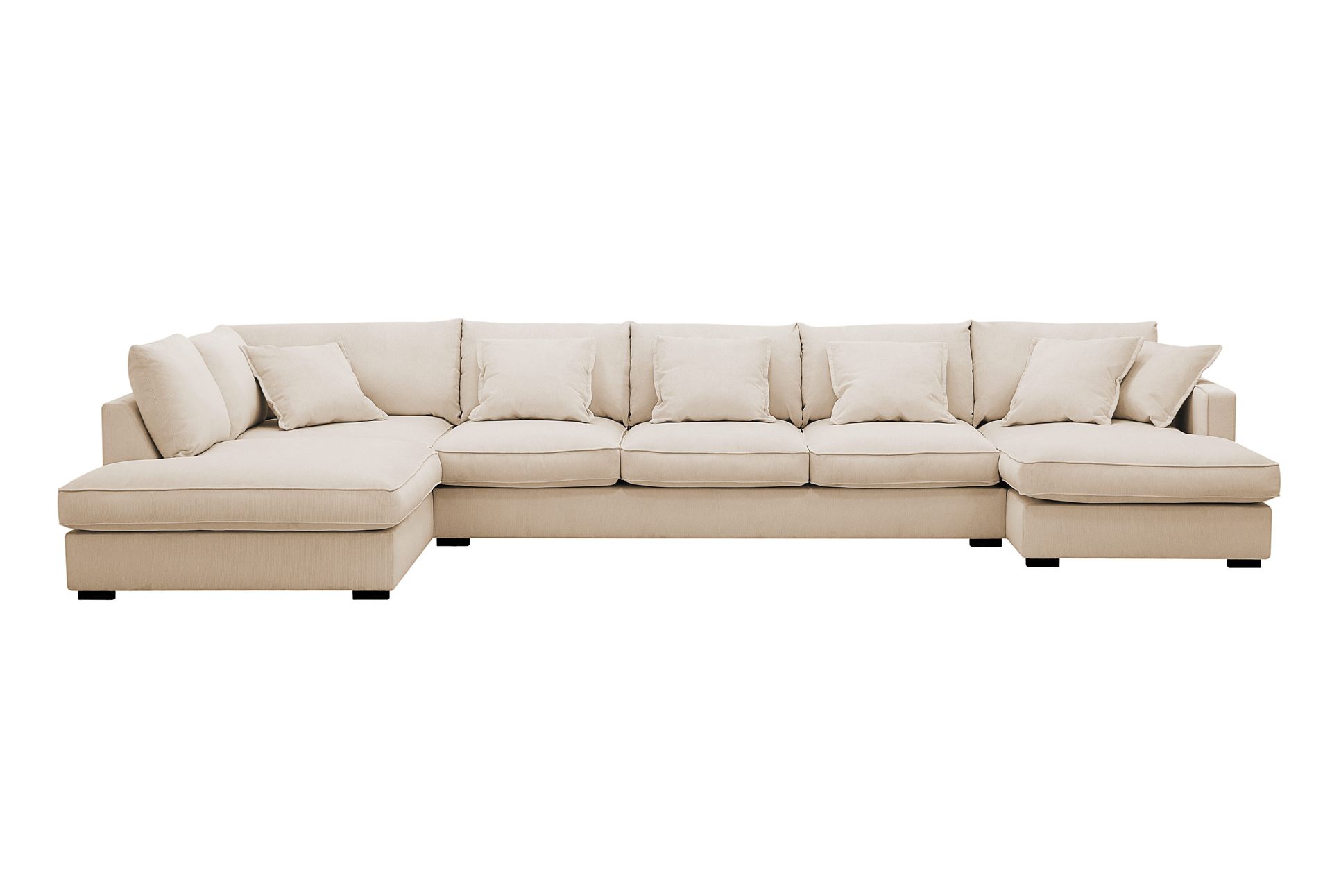 Rossita Lyx 6-seters venstrevendt U-formet ekstra dyp sofa med divan og sjeselong i manchester - Beige