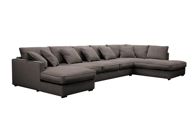 Rossita Lyx 6-seters venstrevendt U-formet ekstra dyp sofa med divan og sjeselong i manchester - Brun - Møbler - Sofaer - U-sofa
