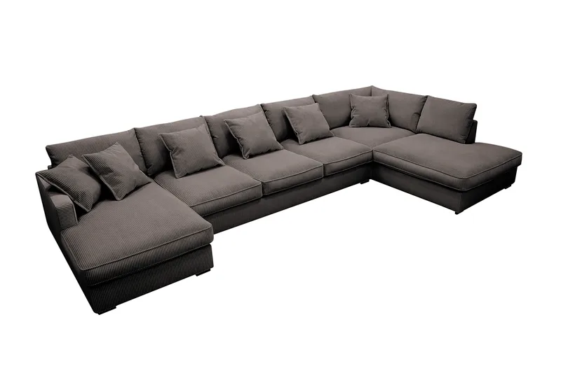 Rossita Lyx 6-seters venstrevendt U-formet ekstra dyp sofa med divan og sjeselong i manchester - Brun - Møbler - Sofaer - U-sofa