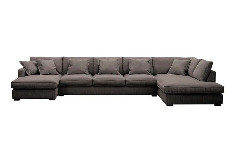 Rossita Lyx 6-seters venstrevendt U-formet ekstra dyp sofa med divan og sjeselong i manchester - Brun - Møbler - Sofaer - U-sofa