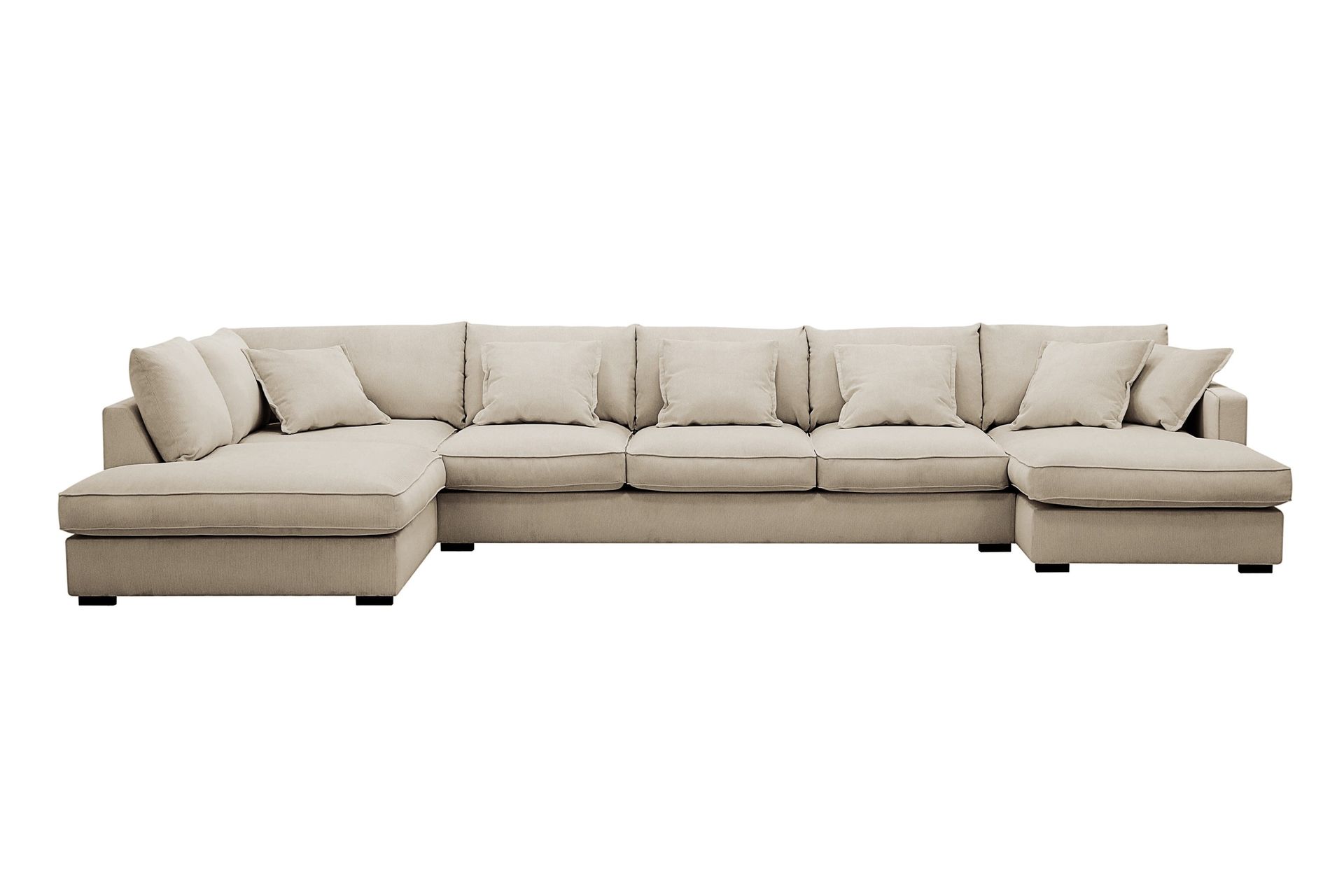 Rossita Lyx 6-seters venstrevendt U-formet ekstra dyp sofa med divan og sjeselong i manchester - Krem