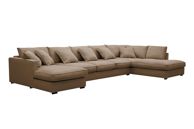 Rossita Lyx 6-seters venstrevendt U-formet ekstra dyp sofa med divan og sjeselong i manchester - Lysebrun - Møbler - Sofaer - U-sofa