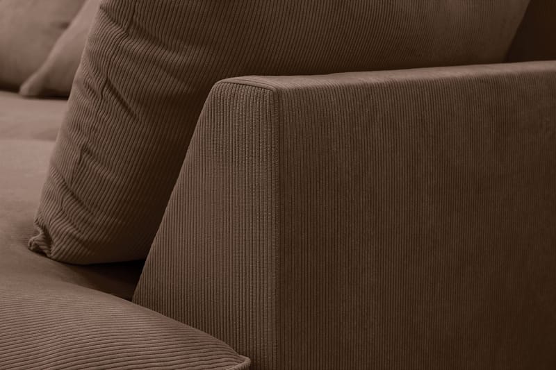 Rossita Lyx 6-seters venstrevendt U-formet ekstra dyp sofa med divan og sjeselong i manchester - Mørkebrun - Møbler - Sofaer - U-sofa