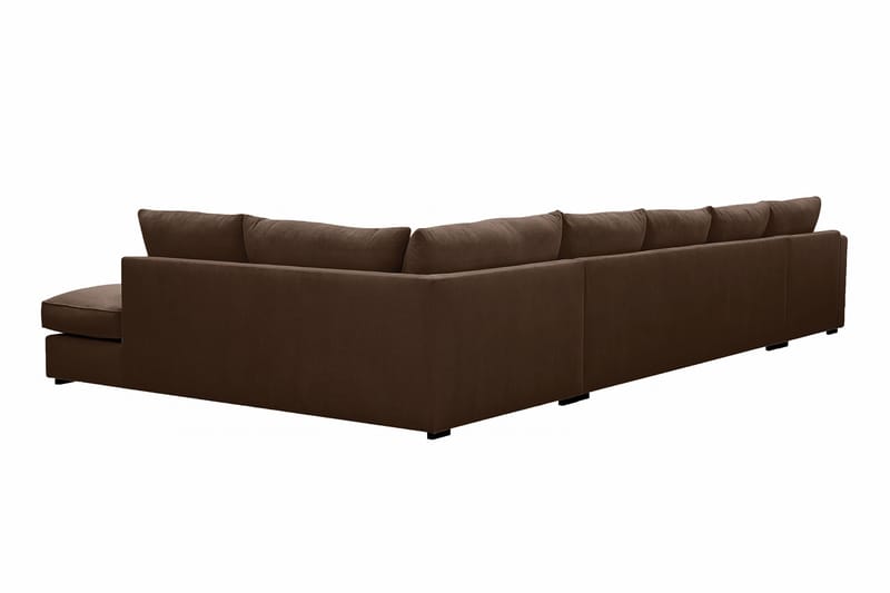 Rossita Lyx 6-seters venstrevendt U-formet ekstra dyp sofa med divan og sjeselong i manchester - Mørkebrun - Møbler - Sofaer - U-sofa