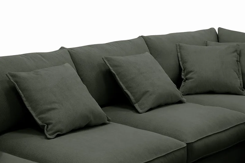 Rossita Lyx 6-seters venstrevendt U-formet ekstra dyp sofa med divan og sjeselong i manchester - Mørkegrønn - Møbler - Sofaer - U-sofa