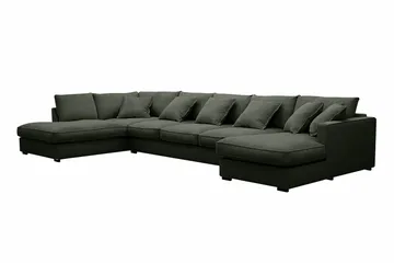 Rossita Lyx 6-seters venstrevendt U-formet ekstra dyp sofa med divan og sjeselong i manchester - Mørkegrønn - Møbler - Sofaer - U-sofa