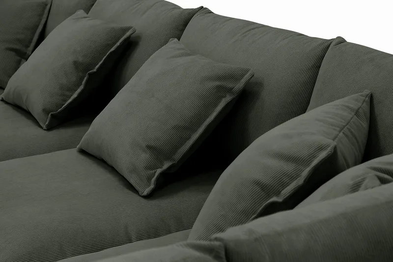 Rossita Lyx 6-seters venstrevendt U-formet ekstra dyp sofa med divan og sjeselong i manchester - Mørkegrønn - Møbler - Sofaer - U-sofa