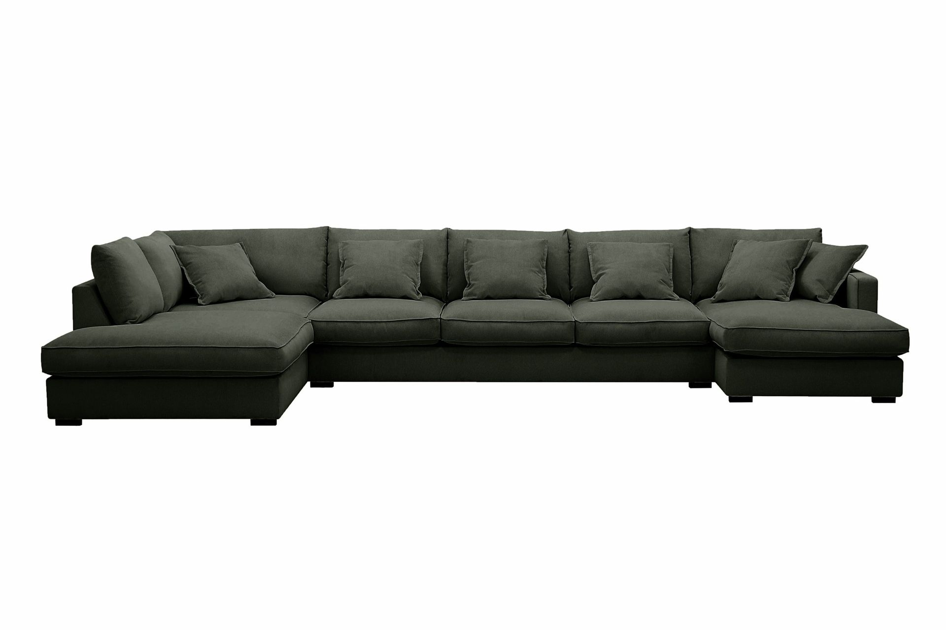 Rossita Lyx 6-seters venstrevendt U-formet ekstra dyp sofa med divan og sjeselong i manchester - Mørkegrønn
